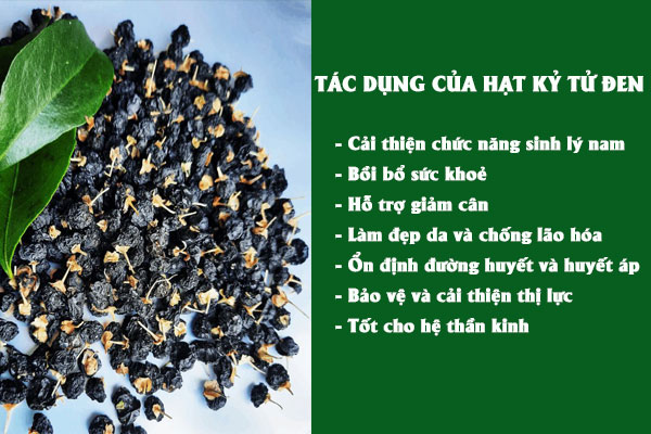 Hạt kỷ tử đen mang đến nhiều công dụng tốt cho sức khỏe, thị lực, chức năng sinh lý và làm đẹp
